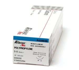New Suture Polypropylene 5 0 w/P 3 needle 12/bx 8698G  