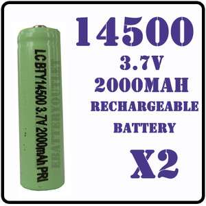 7V 2000mAh 14500 ICR14500 AA Li ion Lithium Rechargeable Battery 