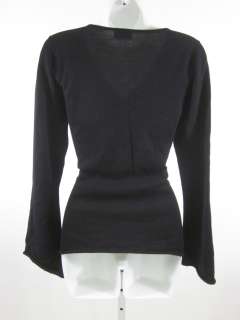 BCBG Black Long Sleeve V Neck Sweater Shirt Top Sz M  