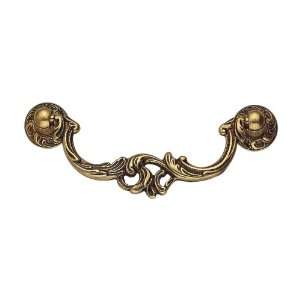   .54 Louis XV Brass Drop Pull, 4.25 by 1.77 Inch, Antique French Gold