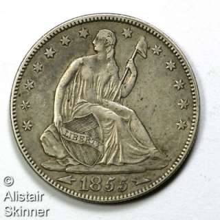1855/54 Arrows Seated Half Dollar XF  