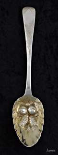 Georgian English Sterling Silver Gilt Berry Spoon 1820  