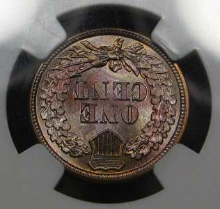 1861 Indian Head Cent NGC MS66 Star PQ *Gorgeous Toning*  
