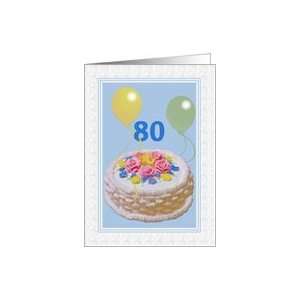  Birthday, 80th, Cake and Balloons Card Toys & Games