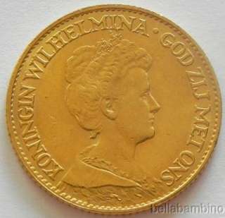 1917 10 GULDEN GOLD COIN V.F  