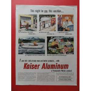 1947 kaiser aluminum. print advertisement (vacation.) original vintage 