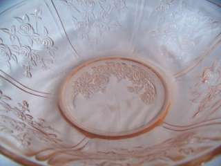 FEDERAL GLASS CO. SHARON CABBAGE ROSE PINK LARGE FRUIT BOWL EXCELLENT 