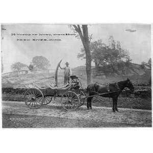  Man standing,tusks of ivory,Deep River,Connecticut,CT 