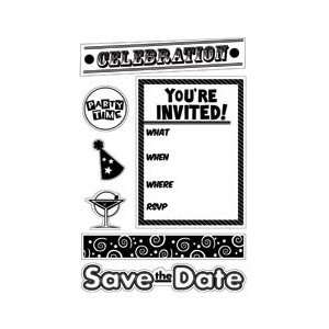    Inkadinkado Cling Stamps 4X6 Sheet Party Invite