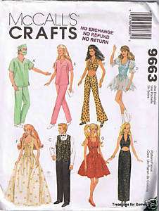 McCall 9663 Barbie Clothes Scrubs Gowns Skating Pattern  