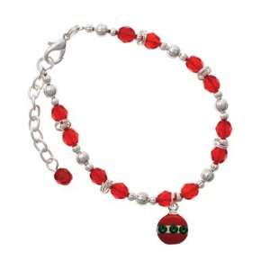  Red Ornament Red Czech Glass Beaded Charm Bracelet 