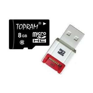  TOPRAM 8GB microSD microSDHC 8G Memory Card Class 6 with 