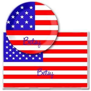Best Quality FLAG Old Glory Personalized Meal Time Plate Set By Olive 