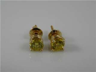 CTW Yellow Canary Diamond 14K Gold Stud Earrings  