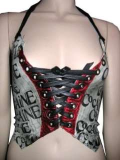    Gasoline Glamour White & Red Cocaine Custom Leather Vest Clothing