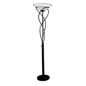   Black Torchiere Lamp with Cloud Glass Shade LS 9640: Home Improvement