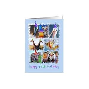  Colorful 97th Birthday Zoo Animals Card Toys & Games