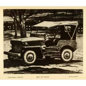  1944 Print Louis Jamme Artwork Night Antique Jeep World War II 
