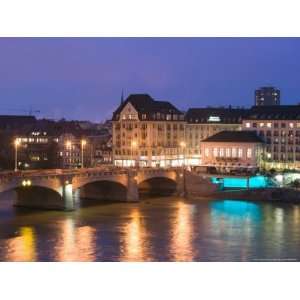 Mittlere Rhinebrucke and Rhine River, Basel, Switzerland Photographic 