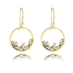   Gold Plated Sterling Silver Marcasite Open Circle Drop Earrings