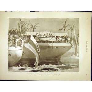  Russian Armed Cruisers Troops Suez Canal Print 1898