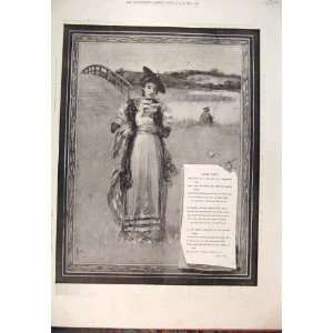  1894 Dear Lady Field Poem Pain Fine Art Old Print: Home 