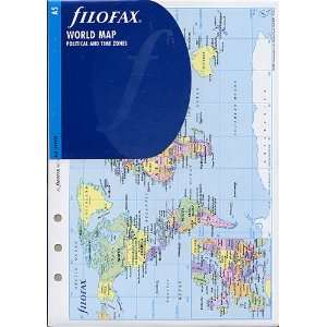  Filofax Papers World Political & Time Zones Map A5   FF 