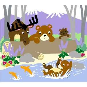  Bearly Fishing Forest Friends DIY Wall Mural Kit Kitchen 