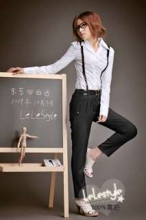 Aesthetic Line Career Womens Gray Slim Suit Pants with Belt