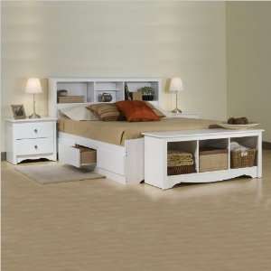   Monterey White Double Wood Platform Storage Bed 3 Piece Bedroom Set