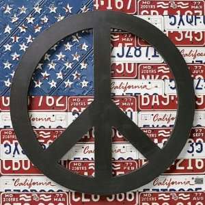Aaron Foster: 24W by 24H : American Flag Peace Sign CANVAS Edge #1 