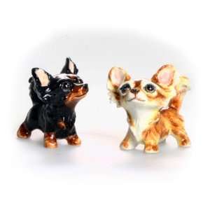  Chihuahua Long hair Hand Crafted Salt & Pepper Shakers 