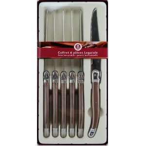 Coutellerie Tarrerias Bonjean Set of 6 Laguiole Table Knives Light 