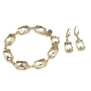 Catherine Popesco 14K Gold Plated Set of Dangle Earrings and Bracelet 