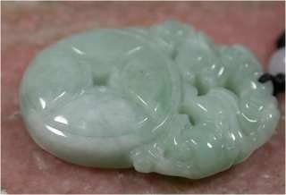   Natural A Jade jadeite pendant Twin Dragon Pi Xiu Coin 633181  
