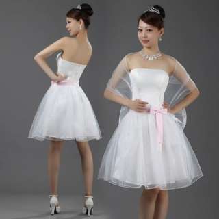 New Stylish bridal gown prom evening wear short white bridesmaid 