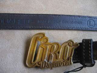 DSQUARED² THIN BROWN LEATHER GOLD CIRO BUCKLE BELT S L  