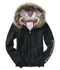 AEROPOSTALE HOODIE M BLACK SILVER FUR LINING GREAT SHAPE  