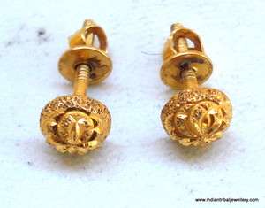 traditional design 22k gold earrings ear stud india  