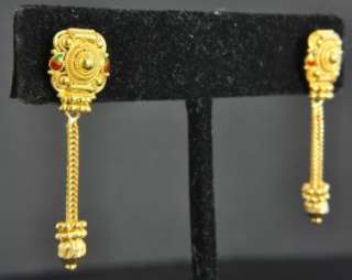   pair of Indian dangle earrings crafted from solid 22K yellow gold