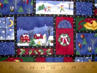 Christmas Skater Town Door Sampler FQ Quilting Fabric  