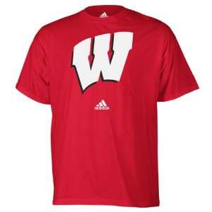   : Wisconsin Badgers Red adidas Strong Logo T Shirt: Sports & Outdoors