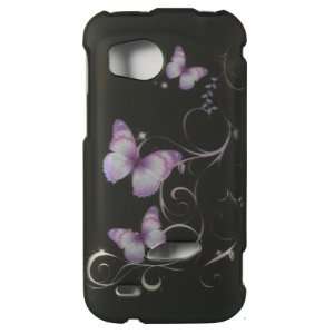 VMG HTC Rezound Hard Design Case Cover   Black w/ Purple Butterflies 
