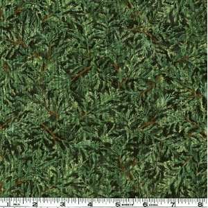  45 Wide Winter Flowers Evergreen Green Fabric By The 