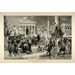   Caesar Corpse Death Funeral Wake Rome   Original Print