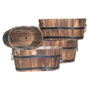   Outdoor Decor & More 4 Piece Wood Barrel Planter: Patio, Lawn & Garden