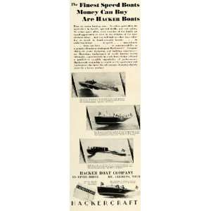  1930 Ad Hacker Speed Boat Hackercraft Wood Cruisers 