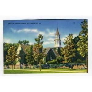  Bruton Parish Church Linen Postcard Williamsburg Virginia 