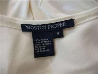BOSTON PROPER Cream Wte Rayon/Spandex Crochet Tier Sleeves Tunic Top M 