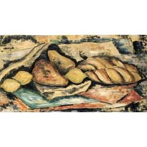     Marsden Hartley   24 x 12 inches   Still LIfe with Bread and Fruit